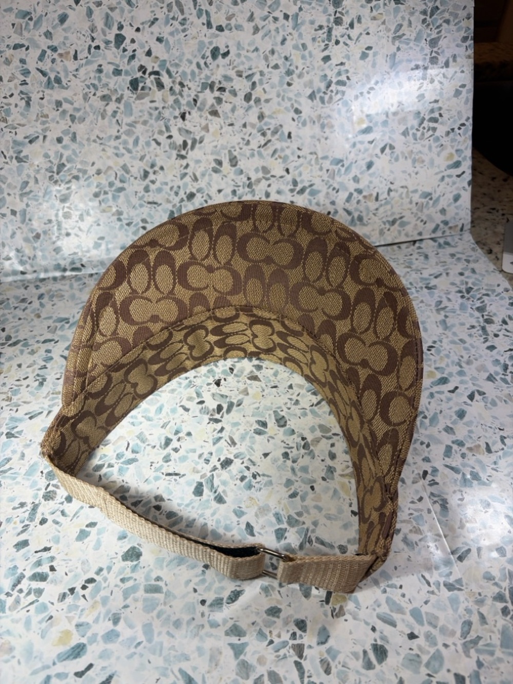 Coach Signature C Visor Hat Khaki Brown Adjustable Sun Visor - Picture 6 of 7
